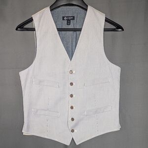 J. Crew Striped Seersucker Vest in Light Blue and White